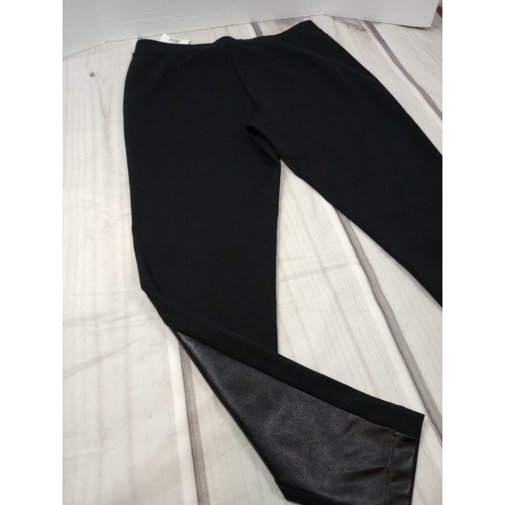 Rafaella Size 12 Pull On Black Faux Leather Ankle Pants Moto Skinny Leggings - Picture 4 of 10